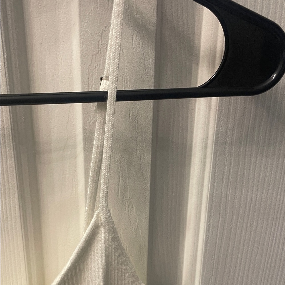 Blue Plush White Ribbed Tank Top - Picture 3 of 4